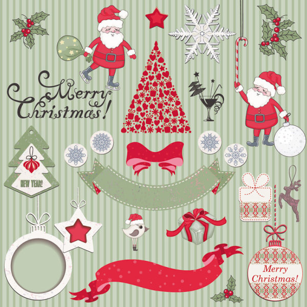 Cute cartoon Christmas ornaments vector graphics 04
