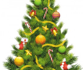 Elements of Vivid Christmas tree with ornaments 01