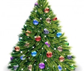 Elements of Vivid Christmas tree with ornaments 02