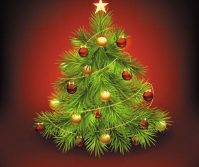 Elements of Vivid Christmas tree with ornaments 03