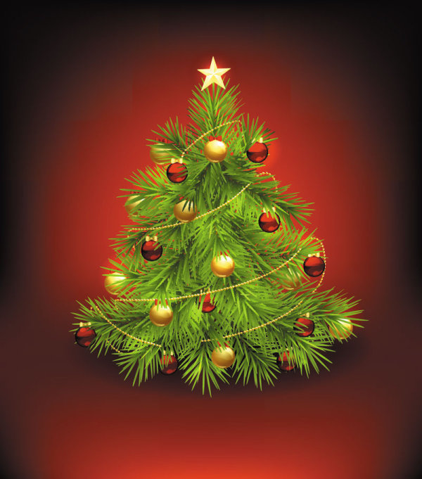 Elements of Vivid Christmas tree with ornaments 03