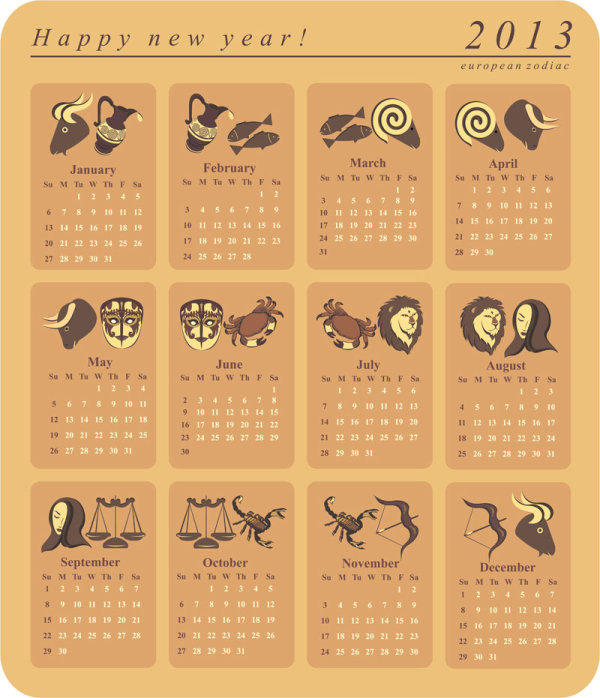 Vector of 2013 Year Calendar design elememnts 03 free download