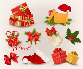 Different Christmas decor elements vector