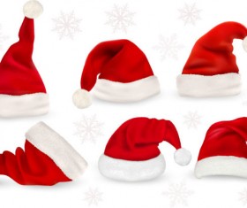 Red Christmas cap vector set