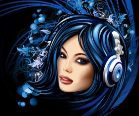 Set of Stylish cartoon girl design vector graphic 08