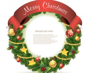 Christmas Decoration Circle with ribbons background vector