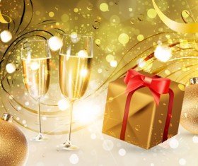 Golden theme Christmas backgrounds art vector