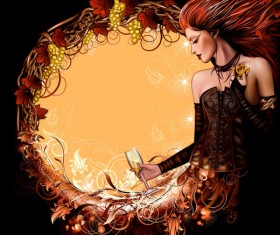 Set of Stylish cartoon girl design vector graphic 10