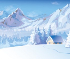 Snow Mountain scenery vector