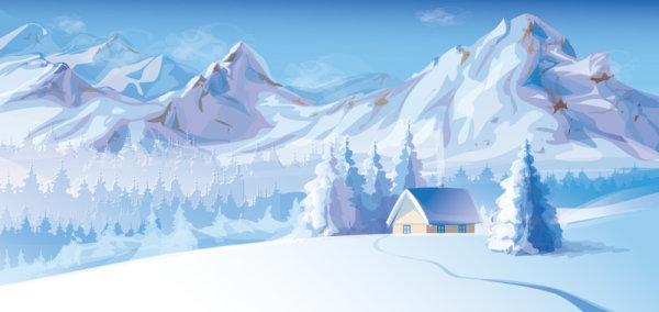 Snow Mountain scenery vector