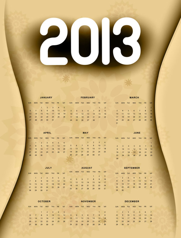 Creative 2013 calendar design art vector set 05
