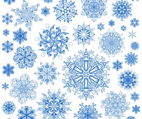 Different Snowflake patterns design elements vector 02