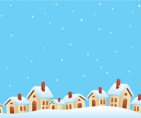 Cartoon house and snow design vector set 01