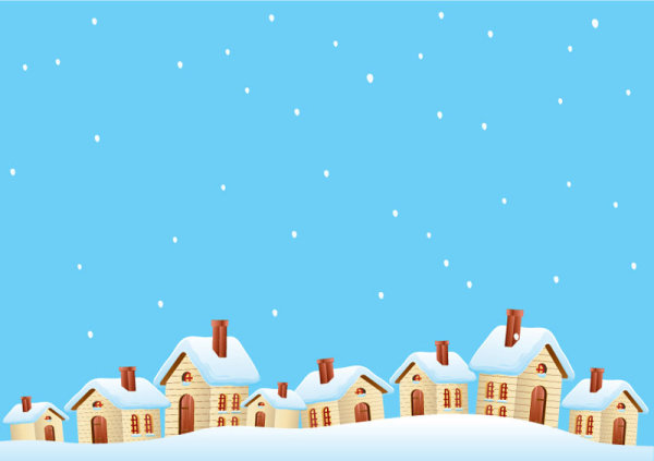 Cartoon house and snow design vector set 01