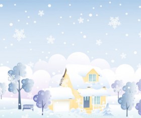 Cartoon house and snow design vector set 02