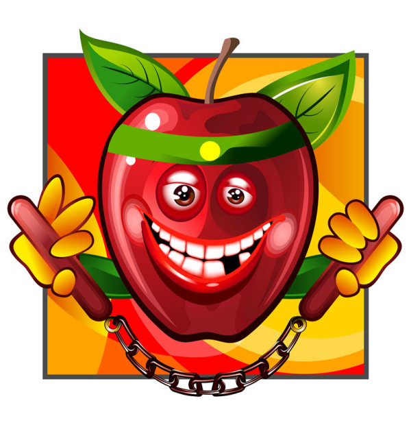 Funny apple elements vector