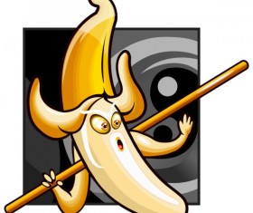 Set of Funny cartoon Fruit design vector material 01