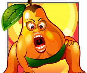 Set of Funny cartoon Fruit design vector material 03