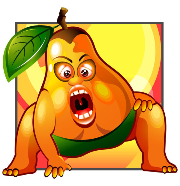Set of Funny cartoon Fruit design vector material 03 free download