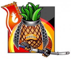 Set of Funny cartoon Fruit design vector material 04