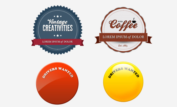 Coffee elements labels psd material
