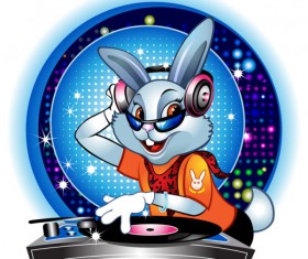 Cute cartoon DJ Rabbit vector