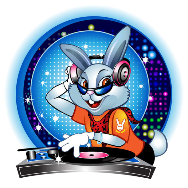 Cute cartoon DJ Rabbit vector