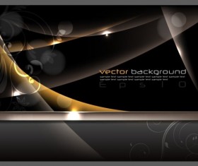 black glossy and gloden elements vector backgrounds
