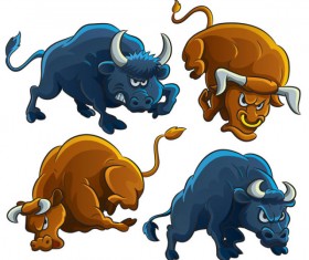 Set of angry bulls design vector 03