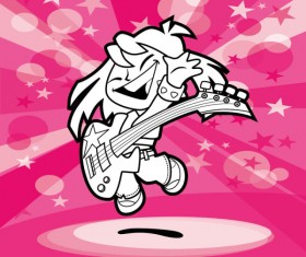 Cartoon People with music design vector 01