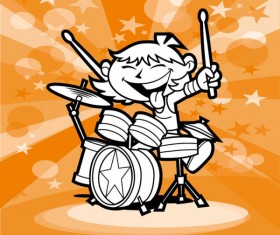Cartoon People with music design vector 02
