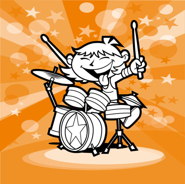 Cartoon People with music design vector 02