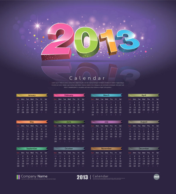 2013 Creative Calendar Collection design vector material 03