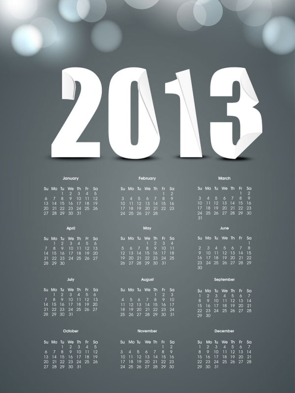 2013 Creative Calendar Collection design vector material 05