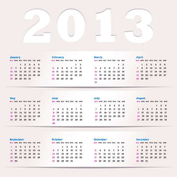 2013 Creative Calendar Collection design vector material 13