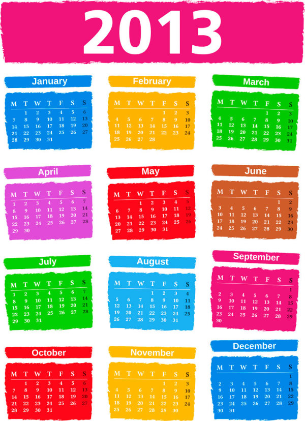 2013 Creative Calendar Collection design vector material 15