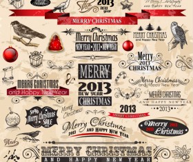 2013 Christmas labels and Decorative accessories vector