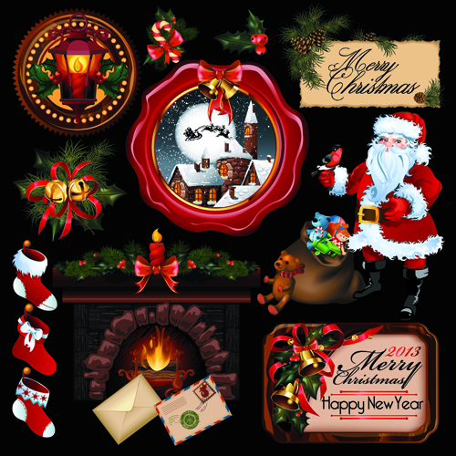 2013 Merry Christmas elements vector material set 04