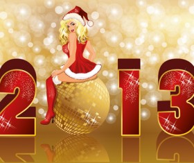 Set of  2013 Red-golden Christmas cards design vector 02