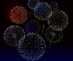 Set of holiday Fireworks design vector material 32