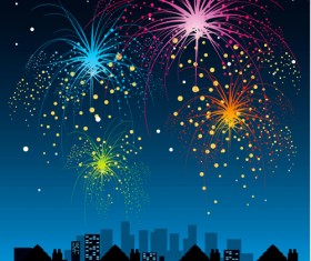 Set of holiday Fireworks design vector material 22