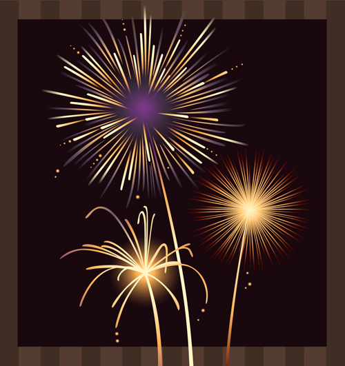 Set of holiday Fireworks design vector material 23