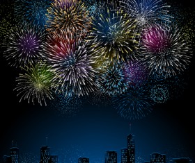 Set of holiday Fireworks design vector material 26