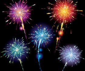 Set of holiday Fireworks design vector material 27
