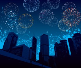 Set of holiday Fireworks design vector material 29