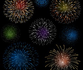 Set of holiday Fireworks design vector material 30