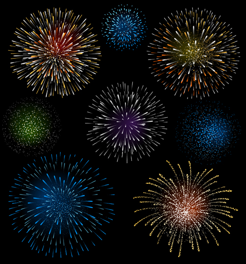 Set of holiday Fireworks design vector material 30