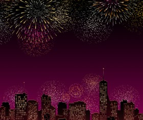 Set of holiday Fireworks design vector material 33