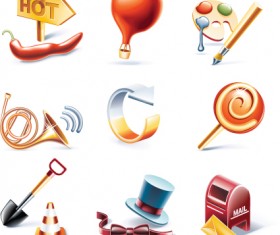 Vivid 3d icons mix vector graphics