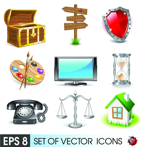 Various 3D icons mix vector graphics 02